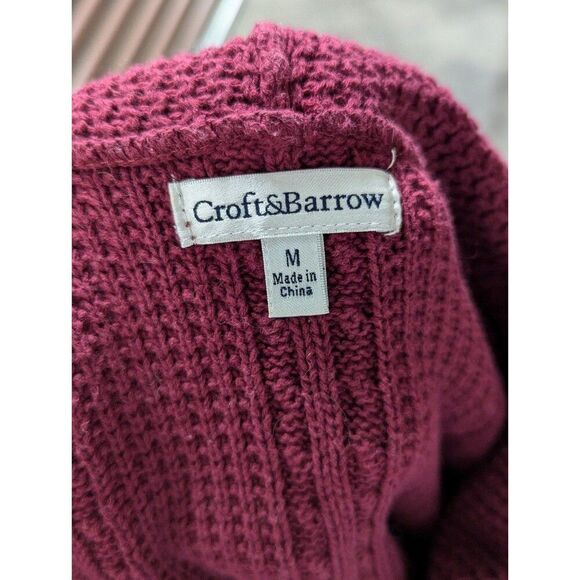 Croft & Barrow Burgundy Women's Knit Sweater  Medium 100% Cotton - Picture 4 of 6